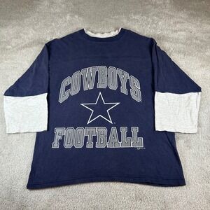 Vintage 1992 Signal Sports Dallas Cowboys Football Mens Large Navy Blue 3/4 Tee